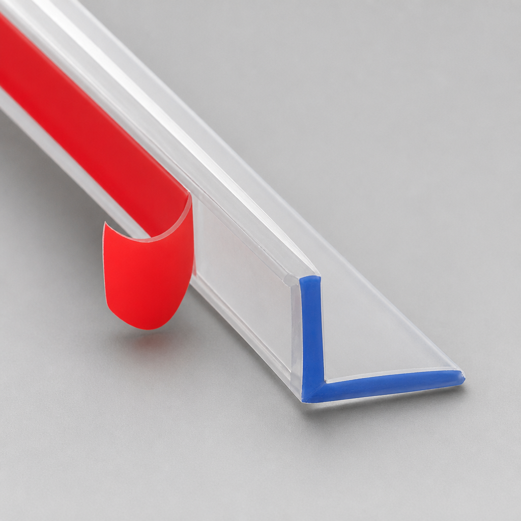 FIN018 - Vertical Shower Screen Seal - With Double Sided VHB Tape - Lengths of 800mm, 900mm, 1400mm and 2000mm