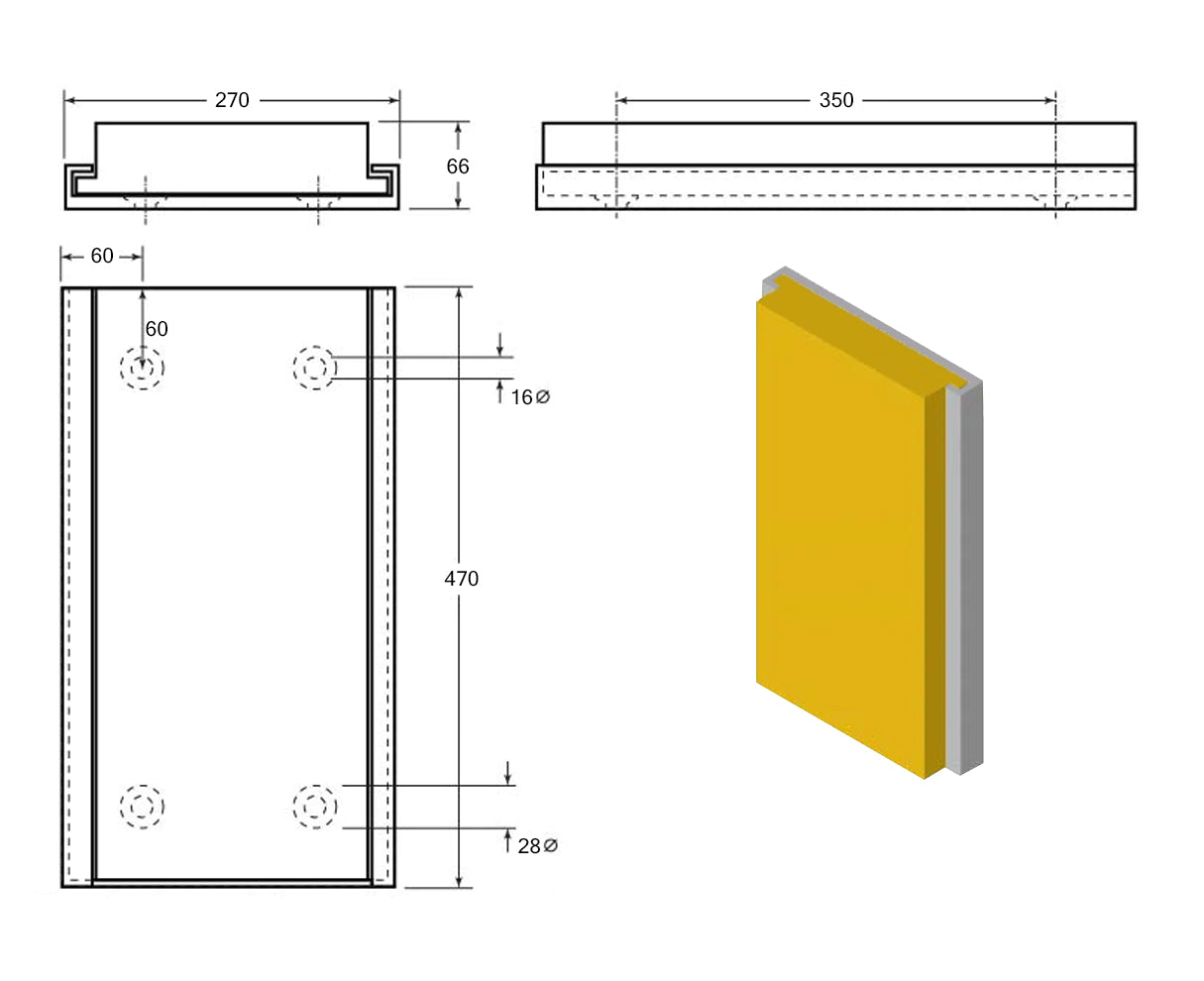 Galvanized Steel Dock Bumper with Fixings - 470 x 270 x 66mm