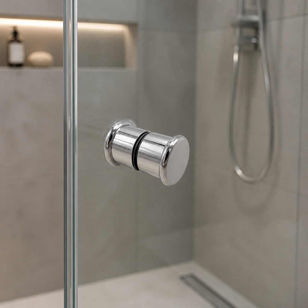 HAND009 - Shower Enclosure Door Handle Knob Chrome - Width of 75mm