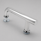 Close studio view of the chrome offset handle's angled bar and cut-off end, washers at the bases