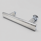 Three-quarter studio view of the chrome T-bar handle, tapered ends and knurled fixing collar
