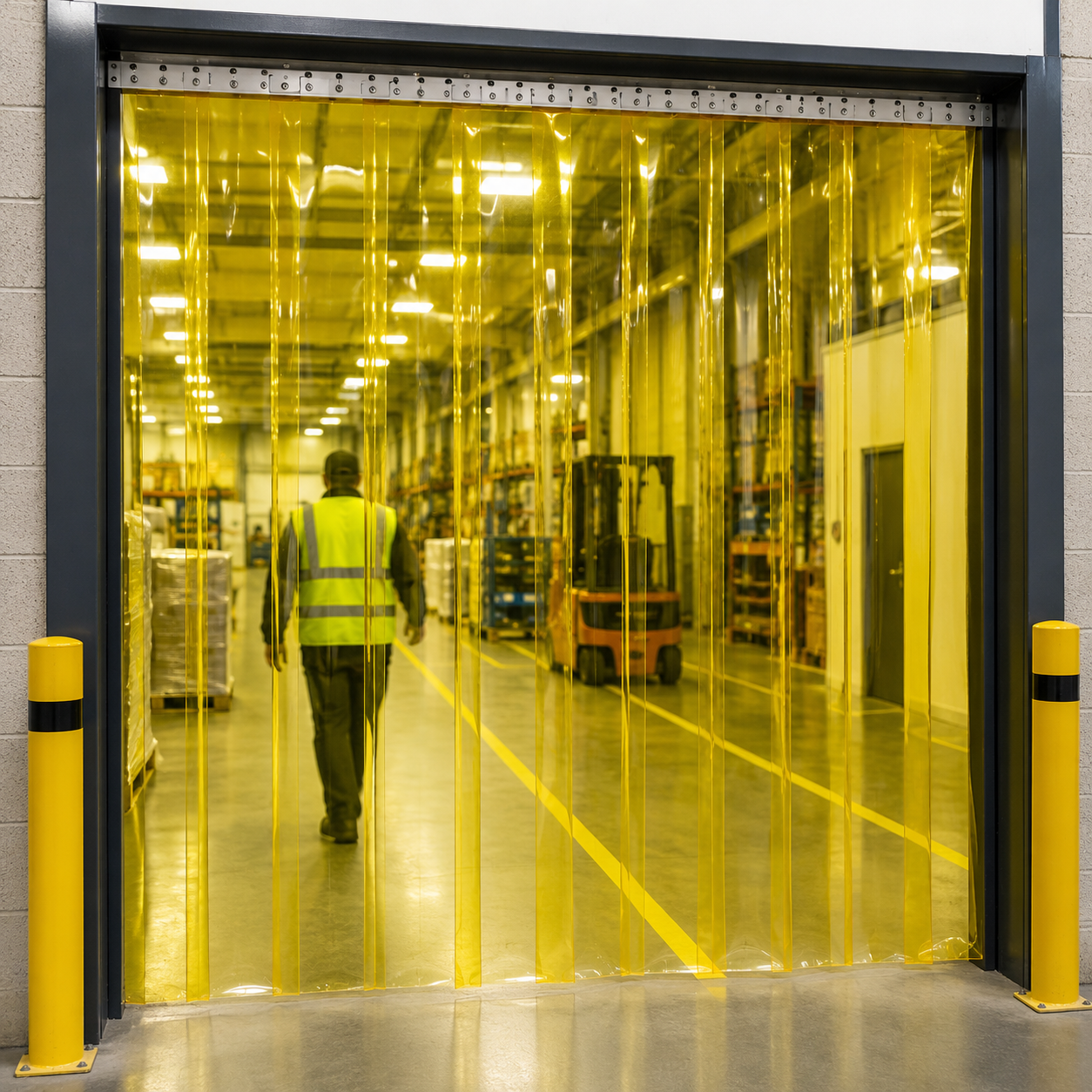 Transparent Yellow PVC Strip Curtain Roll 50m | High-Visibility | Warehouse, Food & Industrial Use