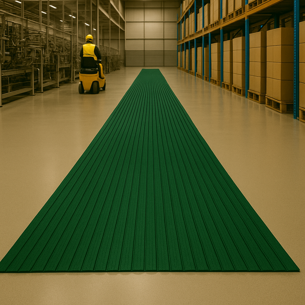 Ribbed PVC Matting Roll – 20m x 1m – Anti-Fatigue, Slip-Resistant, Chemical Resistant – Ideal for Industrial Workstations & Production Lines
