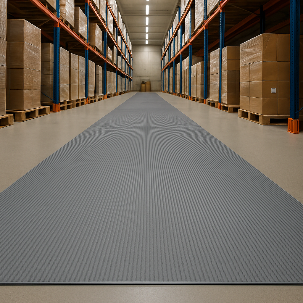Fine Ribbed PVC Matting – Slip-Resistant, Chemical & Oil Resistant, 1m x 25m Roll