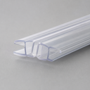 Clear seal profile with twin-notch top, diagonal cross-section, dark magnet strip