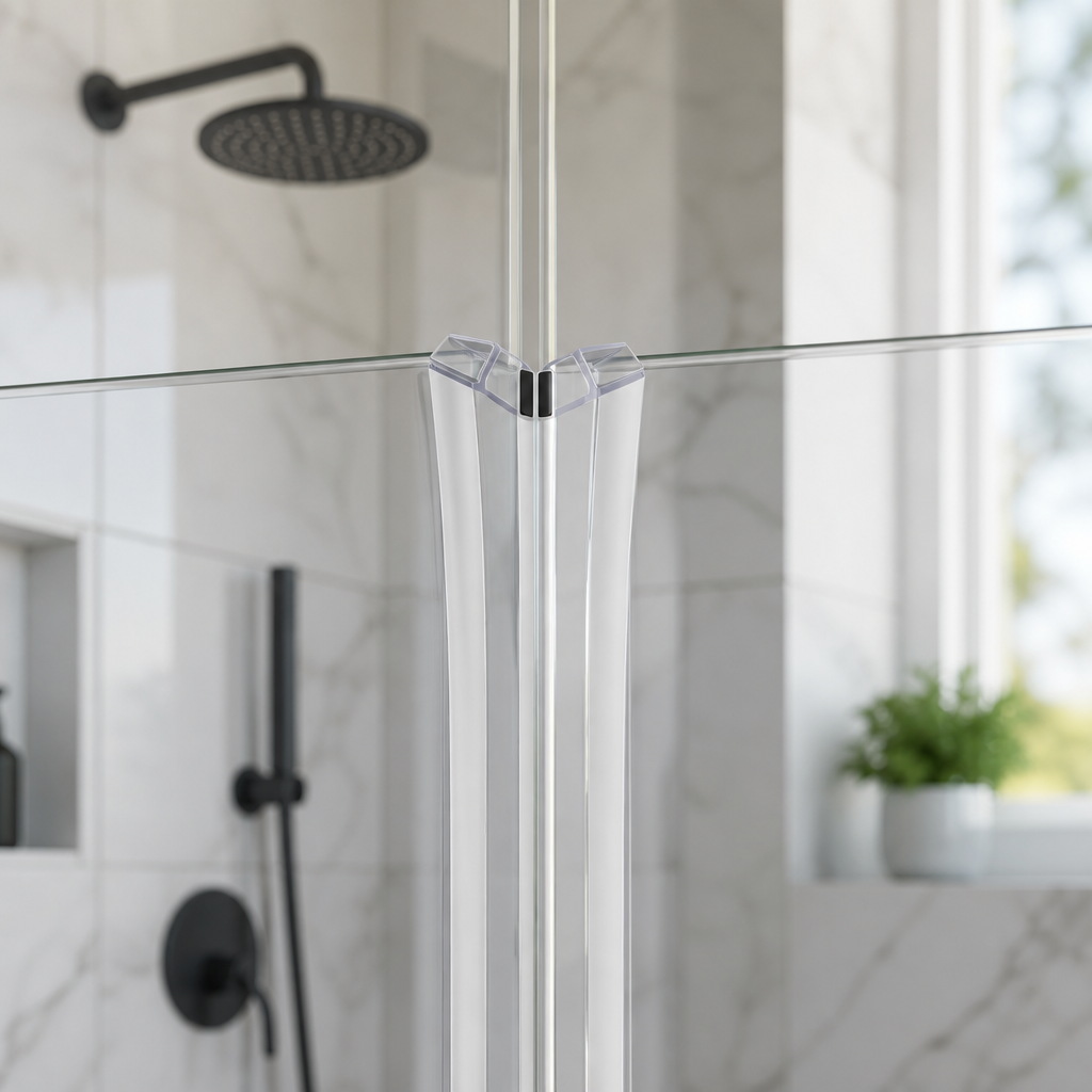 MAG001CP - Chrome Magnetic Shower Screen Seal - Fits 4-6mm Glass - 1 Pair - Length of 2000mm