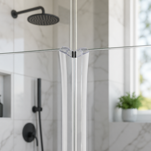 MAG001CP - Chrome Magnetic Shower Screen Seal - Fits 4-6mm Glass - 1 Pair - Length of 2000mm