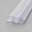 Clear seal profile with dark grey magnetic strip, diagonal cross-section