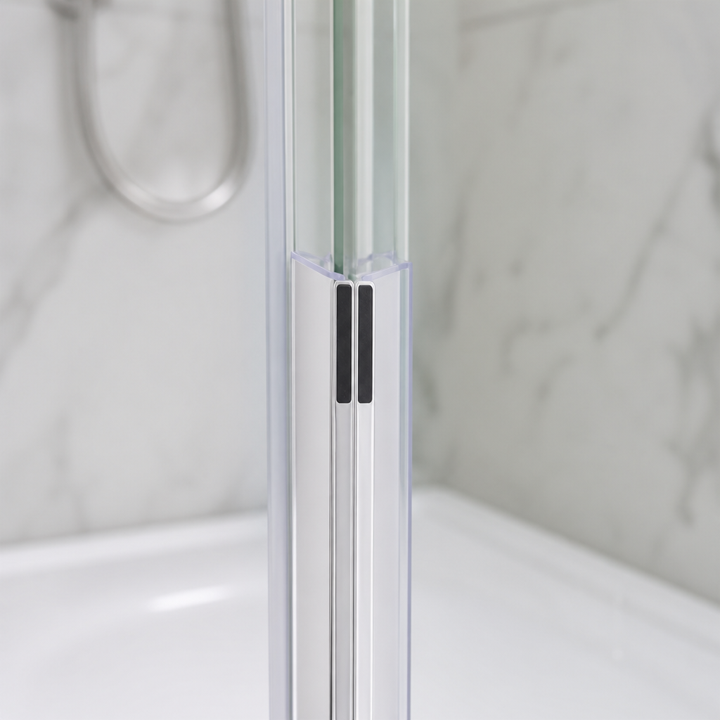 MAG002CP - Chrome Magnetic Shower Screen Seal - Fits 8mm Glass - 1 Pair - Length of 2000mm