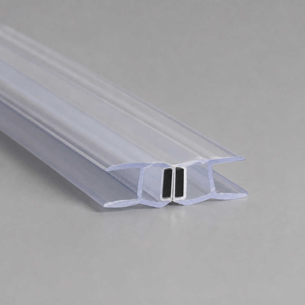 MAG002CP - Chrome Magnetic Shower Screen Seal - Fits 8mm Glass - 1 Pair - Length of 2000mm