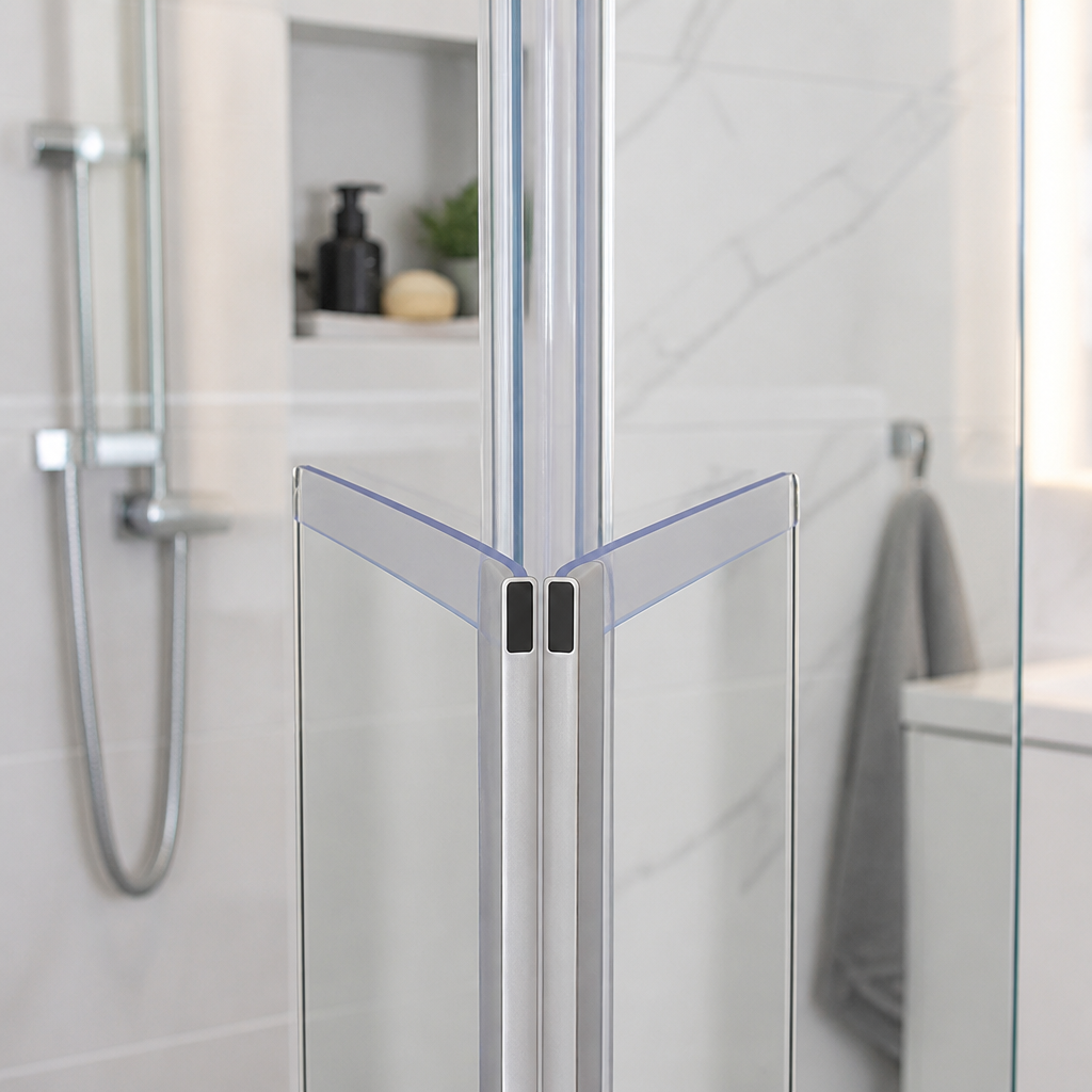 MAG003CP - Chrome Magnetic Shower Screen Seal - Fits 10mm Glass - 1 Pair - Length of 2000mm