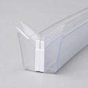 Clear seal profile with black magnetic strip, tapered diagonal cross-section
