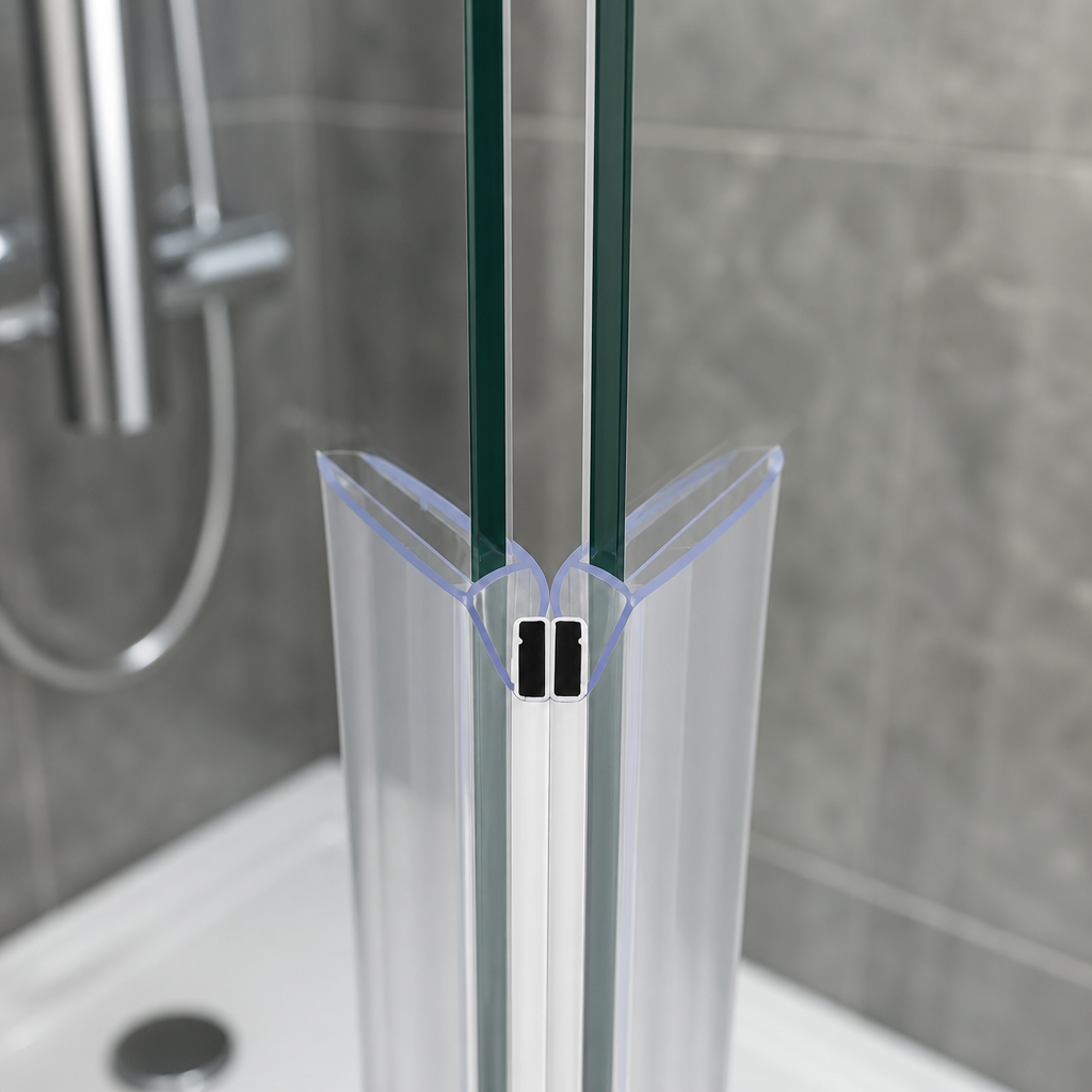 MAG004CP - Chrome Magnetic Shower Screen Seal - Fits 4-6mm Glass - Length of 2000mm