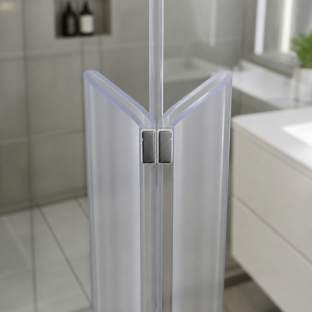 MAG004CP - Chrome Magnetic Shower Screen Seal - Fits 4-6mm Glass - Length of 2000mm