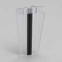 Clear seal profile with black magnetic strip, tapered diagonal view