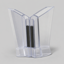 Clear seal profile with two black magnet blocks, diagonal cross-section view