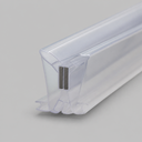 Clear seal profile with two black magnet blocks, diagonal cross-section view