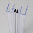 Paired clear seal profiles with blue trim, twin black magnet blocks between hooks