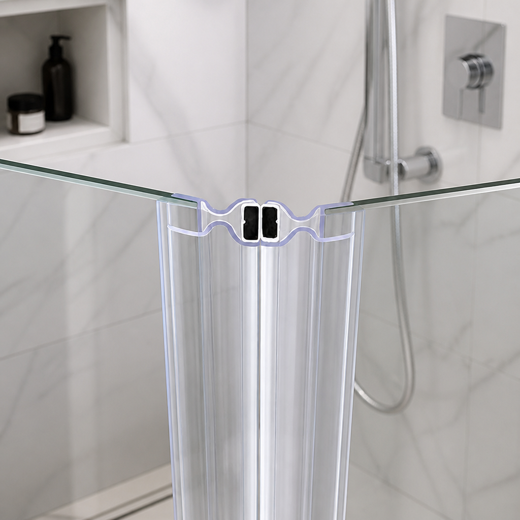 MAG022 - Magnetic Shower Screen Seal - Fits 8-10mm Glass - 1 Pair - Length of 2000mm