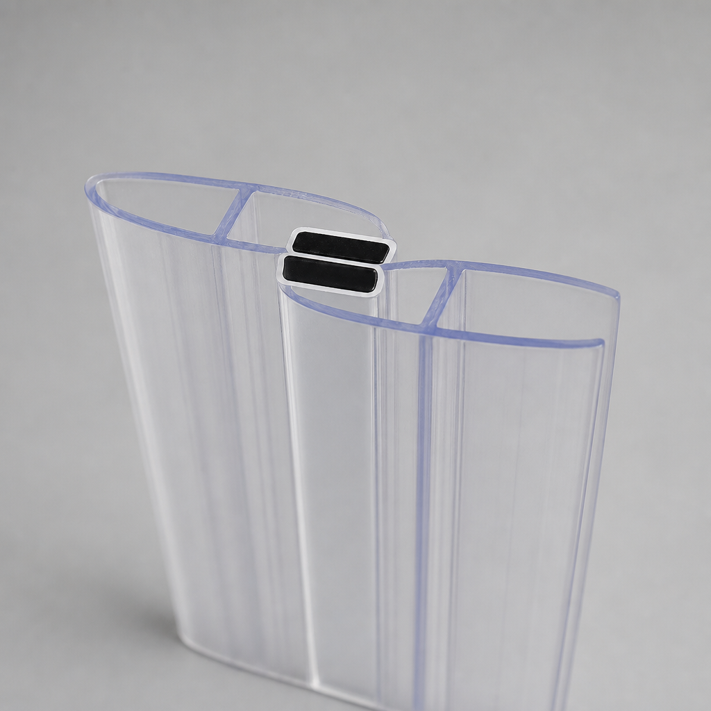MAG025 - Magnetic Shower Screen Seal - Fits 4-6mm Glass - 1 Pair - Length of 2000mm