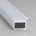 Clear T-shaped channel seal with black magnetic block, diagonal view