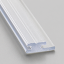 Clear channel seal profile, T-shaped groove, shown diagonally on grey background