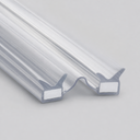 Two clear hook-ended seal profiles laid side by side, wave-shaped join