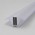 Clear magnetic seal length angled on grey, cut end showing two black magnet bars in a white housing
