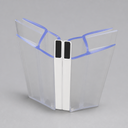 Paired clear seal profiles standing open, white caps with black magnet strips