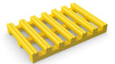 Yellow open-slat roof walkway matting panel, studio shot on white.
