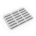 3D render of white modular matting with a grid and raised slat surface, on white.