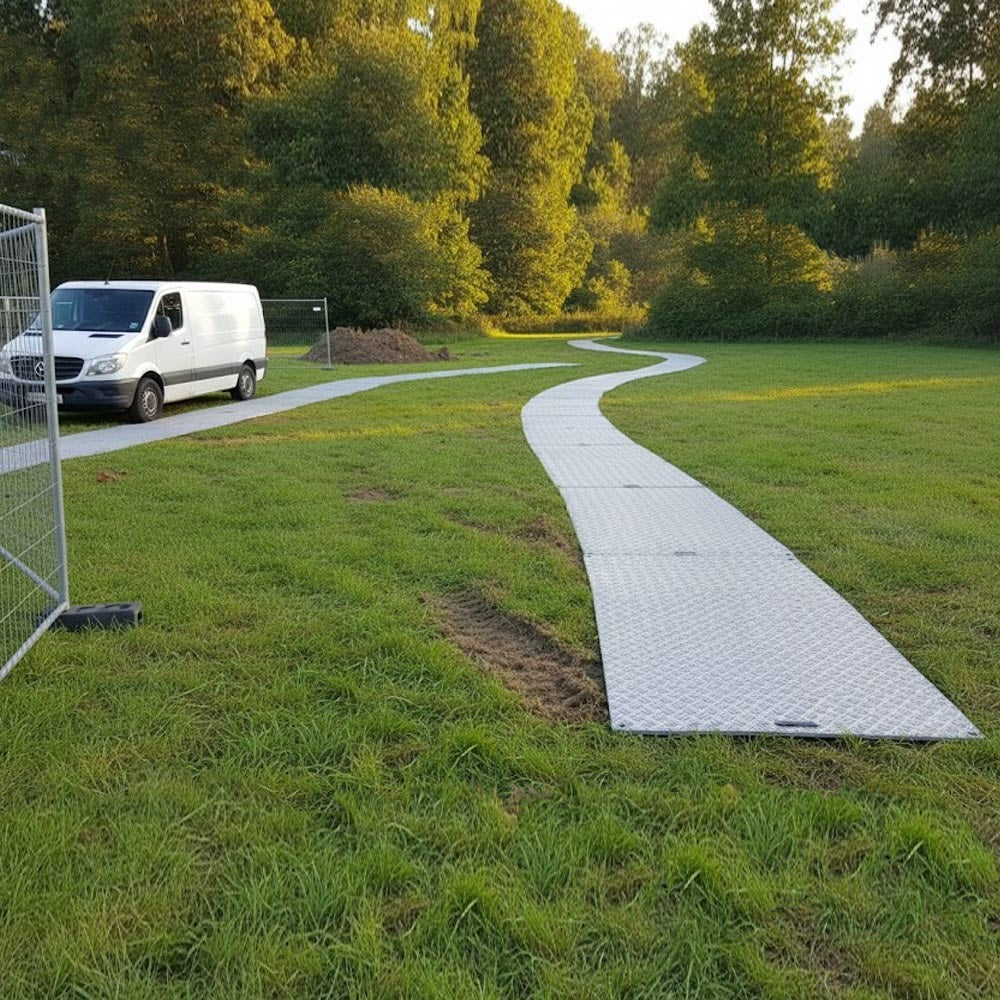 Recycled LDPE ground cover board for safe pedestrian access