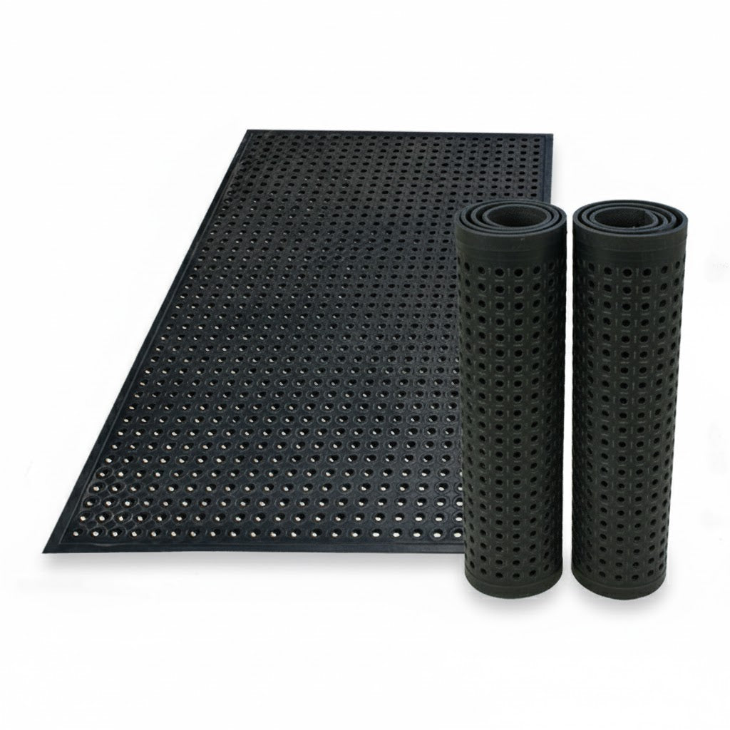 Rubber grass protection mat and rolled non-slip lawn mats made from recycled rubber for erosion control and outdoor ground stabilisation