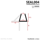Cross-section: 17.5mm glass channel with a 14mm foot and a 12mm drop blade, rigid and soft keys