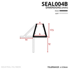 Cross-section: 17.5mm glass channel with a 14mm foot and a 12mm drop blade, rigid and soft keys