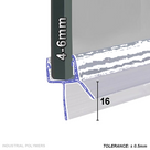 Seal outline traced in blue on a 4-6mm glass edge, 16mm marked from the glass foot to the tip