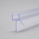 Clear seal on grey, glass channel above a V-strut bracing a long angled fin, lengthways view