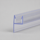 Clear seal seen side-on on pale grey, two gripping nibs inside the glass channel above a long drop blade