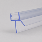 Clear seal on grey seen side-on, blue-outlined glass channel above splayed fins and a long drop blade