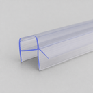 Clear seal on grey, deep glass channel with a rigid strut and a flat blade running off to one side