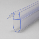 Clear seal on grey with the profile outlined in blue, angled top wing above a tall hollow bulb loop
