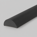 Angled studio view of the dark grey threshold seal strip showing its curved dome profile