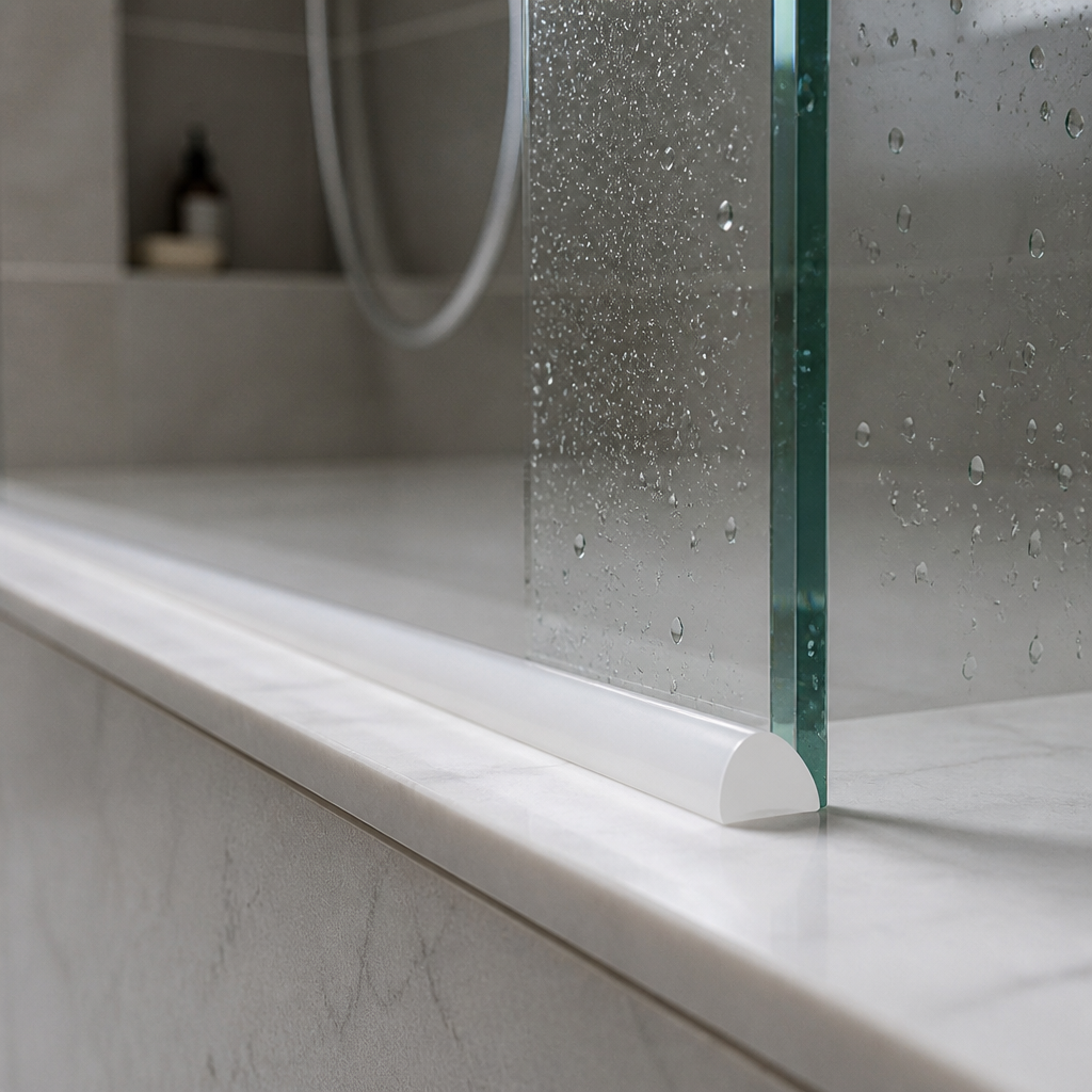SEAL055W - Shower Threshold Seal - Wet Room Seal - White - Lengths of 800mm, 900mm, 1400mm, 2000mm and 2500mm