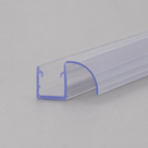 Clear seal on grey lengthways, square glass channel with a rigid arched fin curving off one side