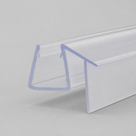 Clear seal on grey at a low angle, the flat flange face catching the light beside the square glass channel