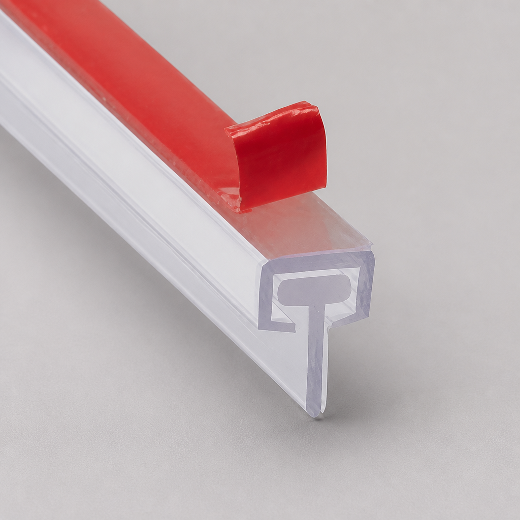 SEAL093T - Shower Screen Seal - With VHB Tape + T Seal - T Depths of 6mm, 13mm, 17mm, 22mm and 27mm