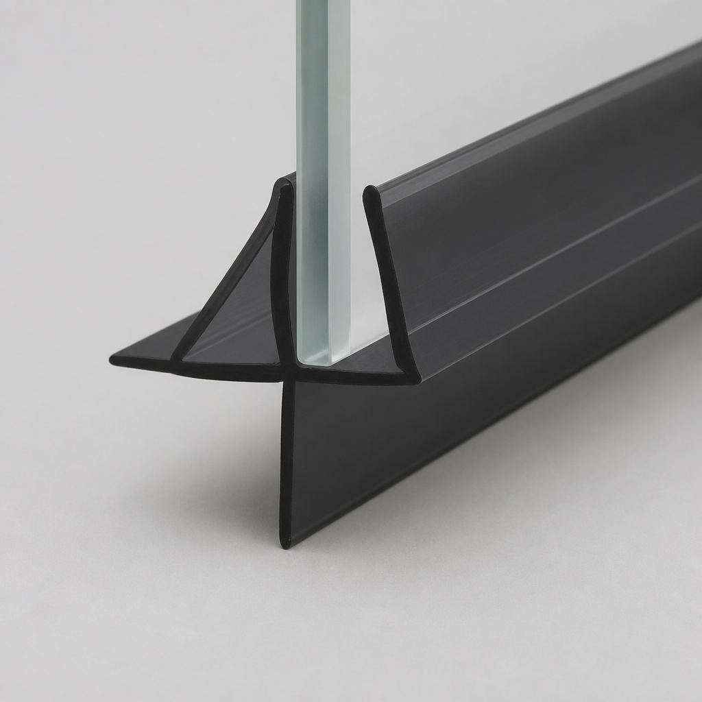 SEAL106B - Shower Screen Seal - Fits 4-6mm Glass - Gaps 11-16mm - Black