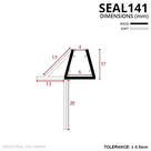 Cross-section: 17mm glass channel with a 17mm angled fin, 13mm foot and a 20mm drop blade