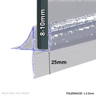 Seal outline traced in blue on an 8-10mm glass edge, 25mm marked from the glass foot to the tip