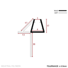 Cross-section: 17mm glass channel with a 17mm angled fin, 13mm foot and a 30mm drop blade